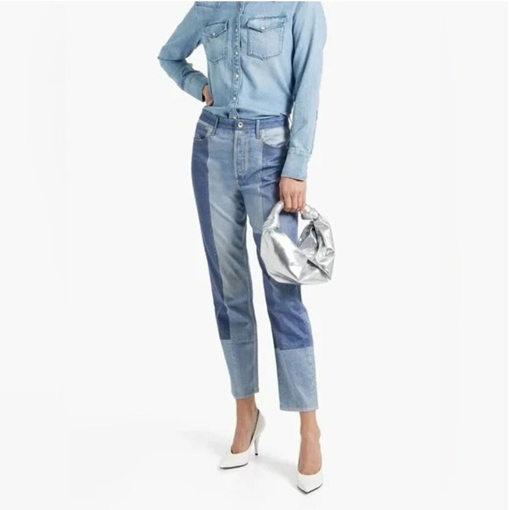 NWOT Rag & Bone Nina Miramar Patchwork Slim Leg High Rise Pants Jeans Size 25
